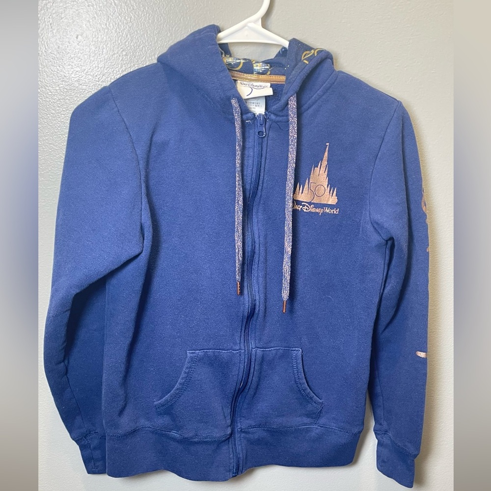 Disney World 50th Anniversary Mickey & Friends Hooded Zip Up Jacket Size Small